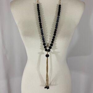 NWOT Vera Bradley Black Beaded Tassel Necklace